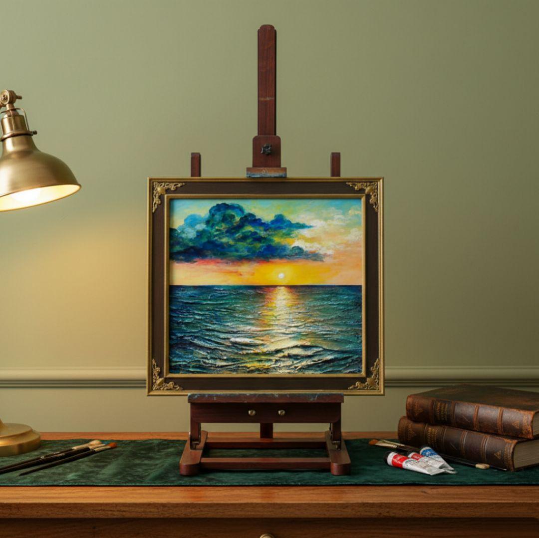 油絵 油彩 油彩画 絵画【Sea at Dusk】