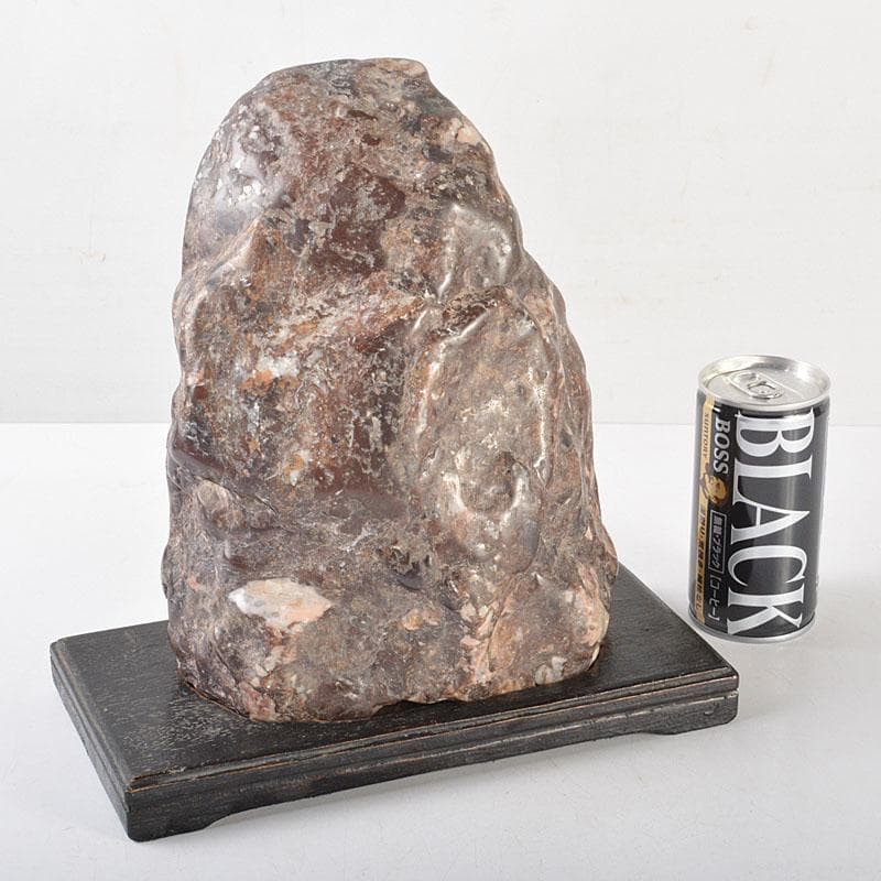 天然石　鑑賞石　置物　重さ約5kg　唐木台付　V　R6544