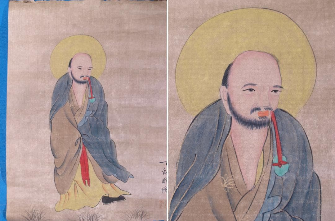 蔵整理品　中国清時代絵　肉筆水彩絵　骨董品　唐物 R1702 C6-3