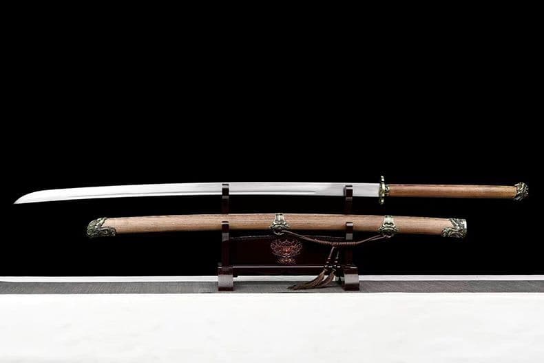 【青龍の苗刀】繍春刀 牛尾刀 苗刀 手鍛造打 冷兵器 古兵器 刀装具 両手刀