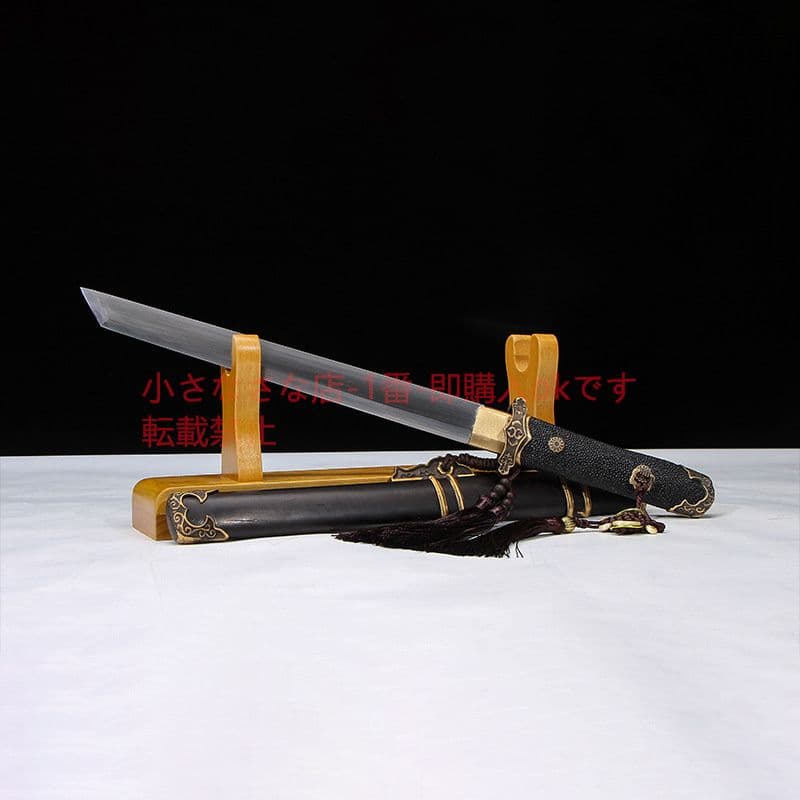 黒檀木魚皮柄小唐横刀T 10焼刃 古兵器 武具 刀装具 日本刀 模造刀 居合刀