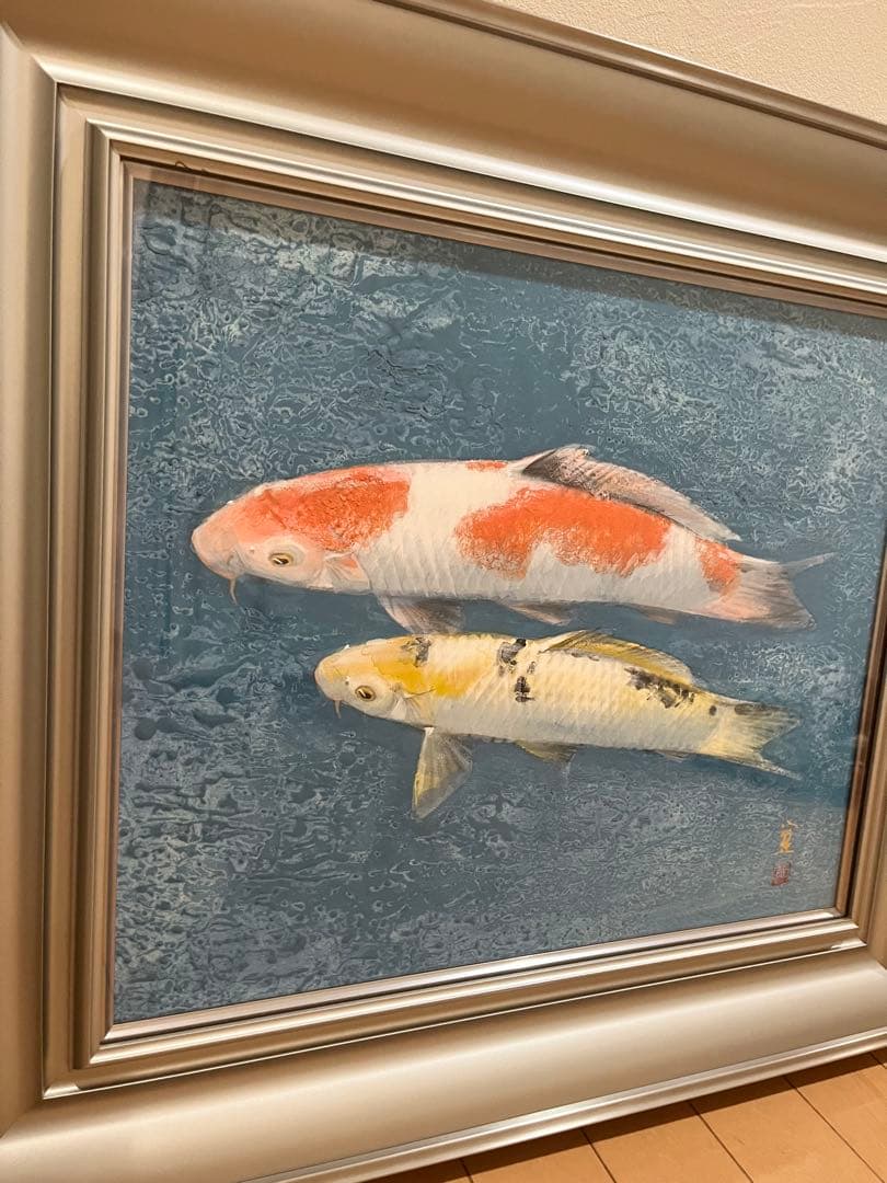 山下関城作　双鯉　元箱付き
