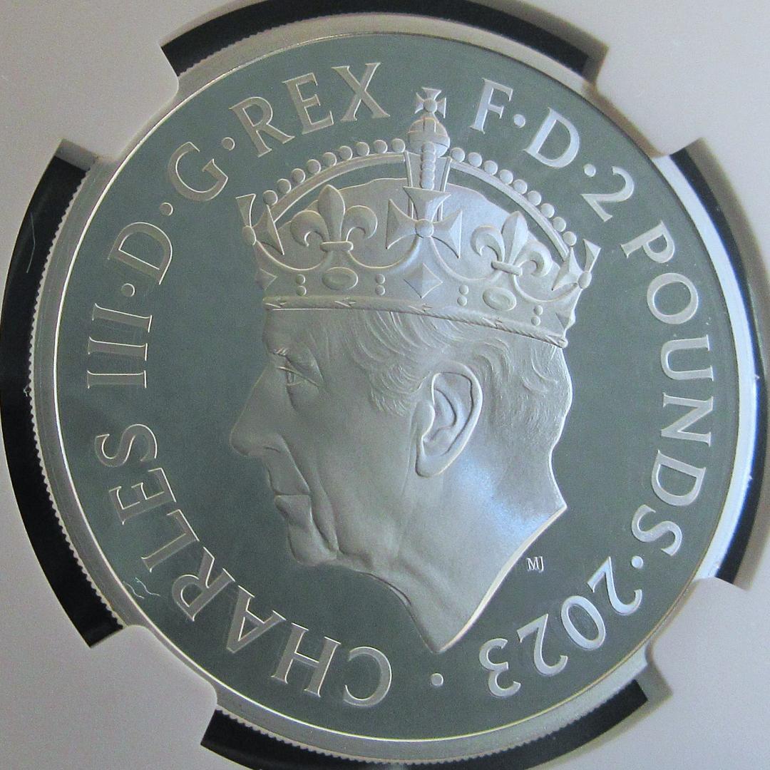 2023 イギリス 2ポンド銀貨 チャールズ3世 戴冠 NGC モダン 