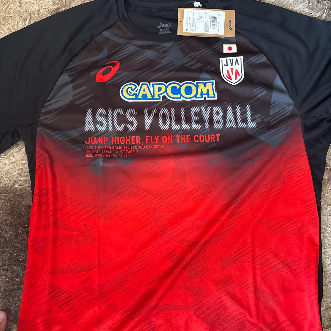 ASICS CAPCOM バレーボールシャツ 3XL レッド/ブラック