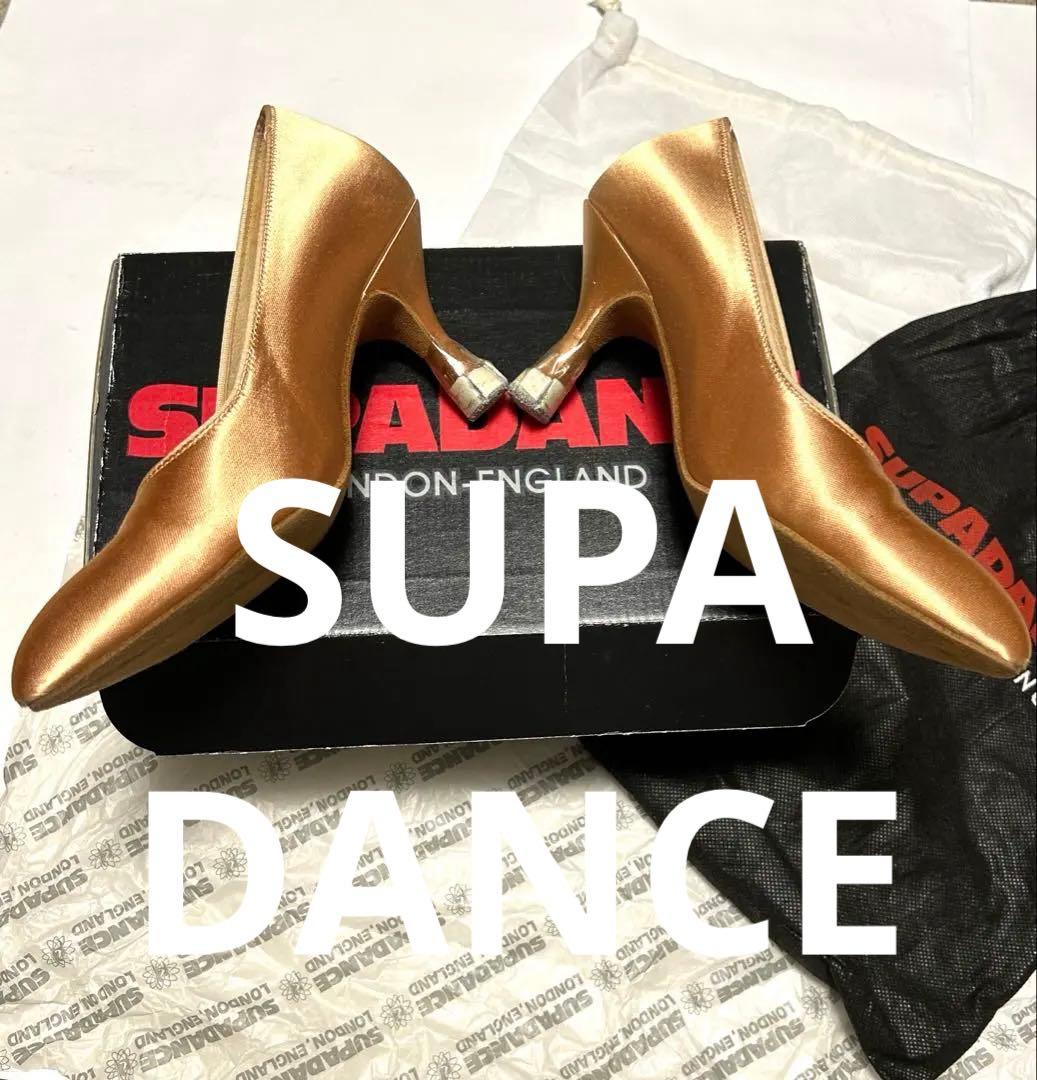新品！スーパーダンス　社交ダンスオレンジ サテン モダントゥ シューズ