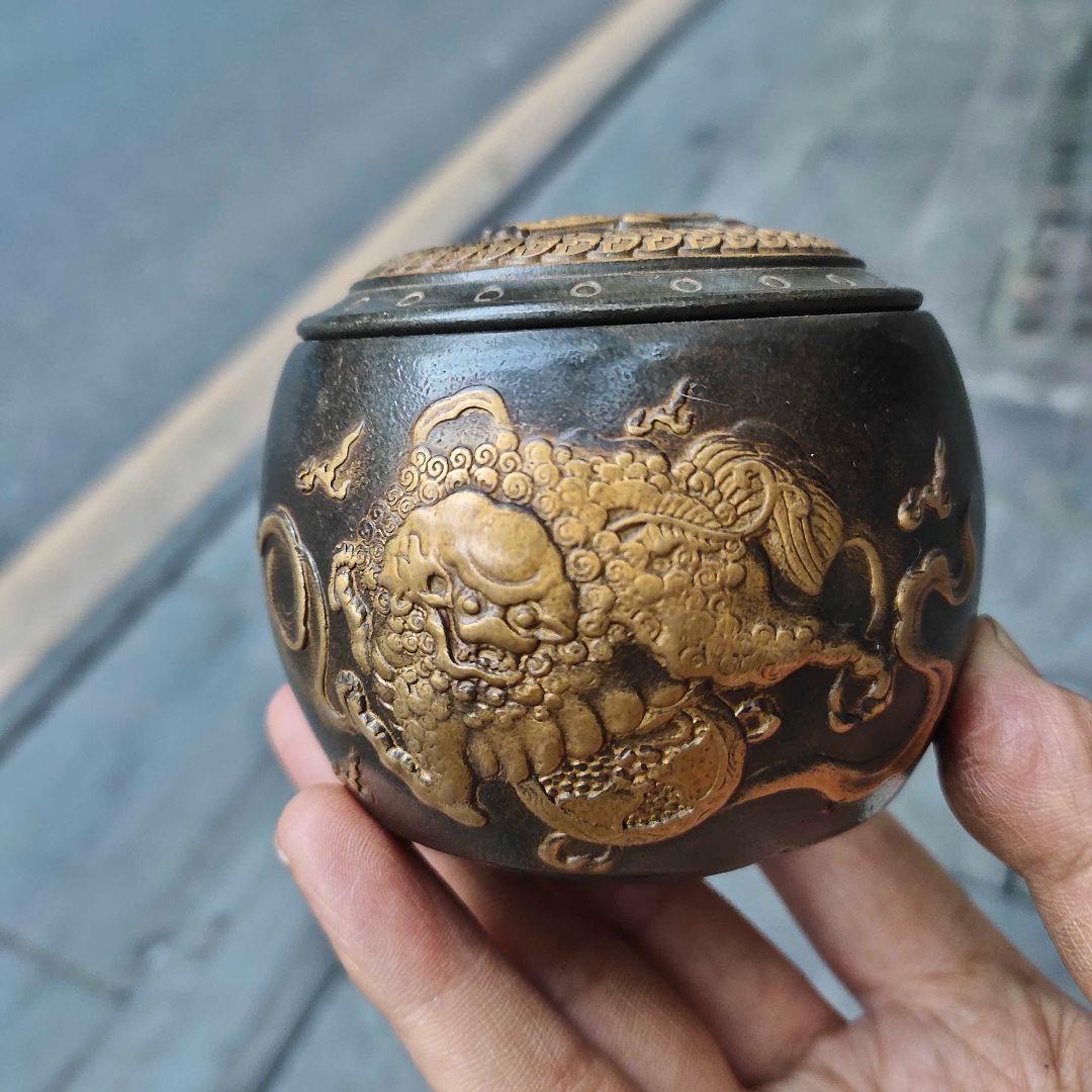 銅器 点金獅子茶壺 茶道具 香道具 装飾品 工芸品 置物