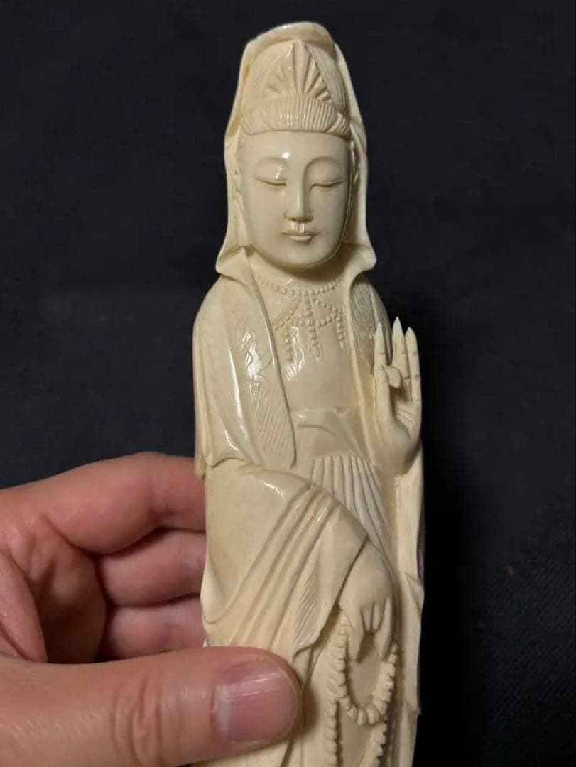 極上古美術品　マンモス　観音菩薩立像 531g 27cm