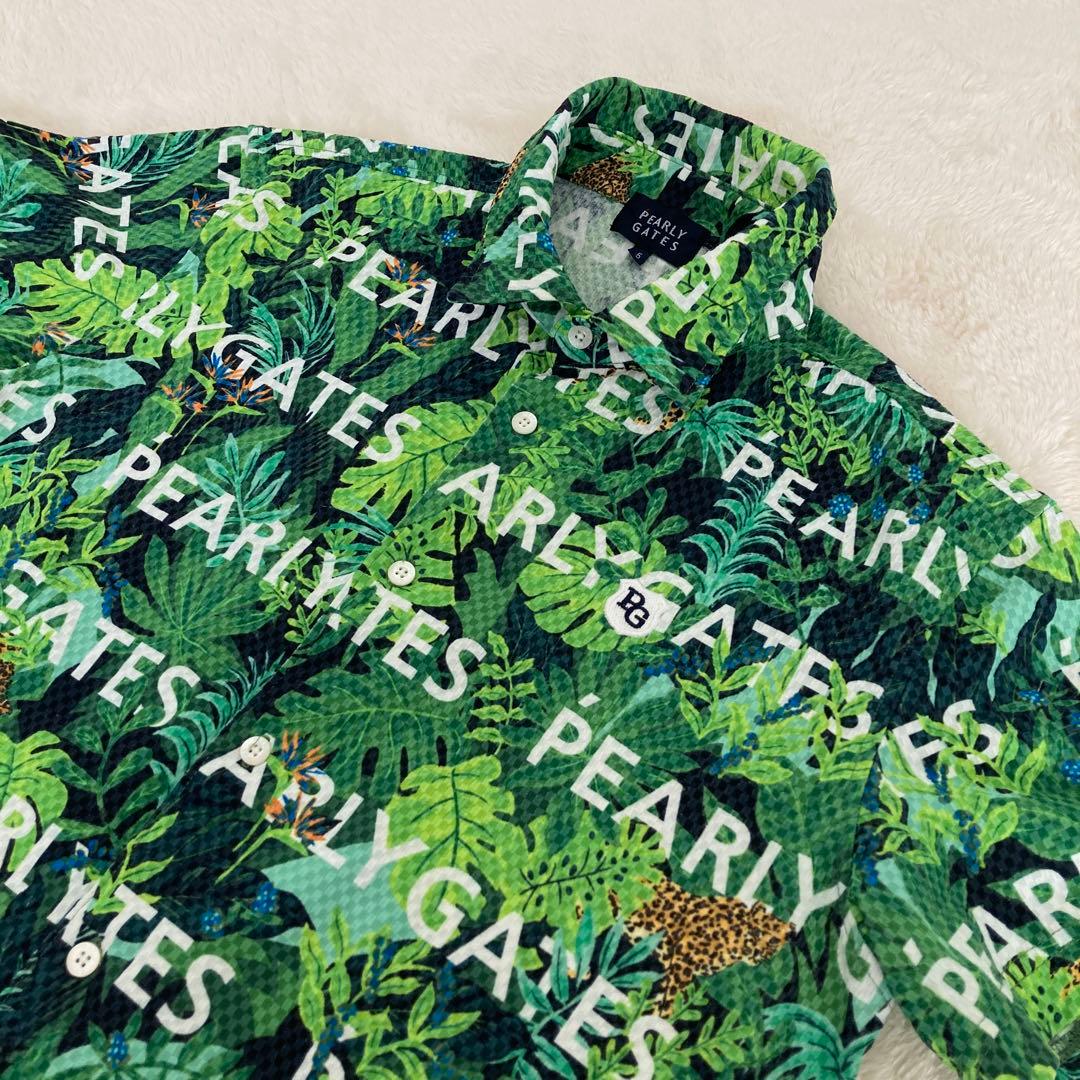 美品！パーリーゲイツ　シアサッカー ジャングル 半袖シャツ　size5