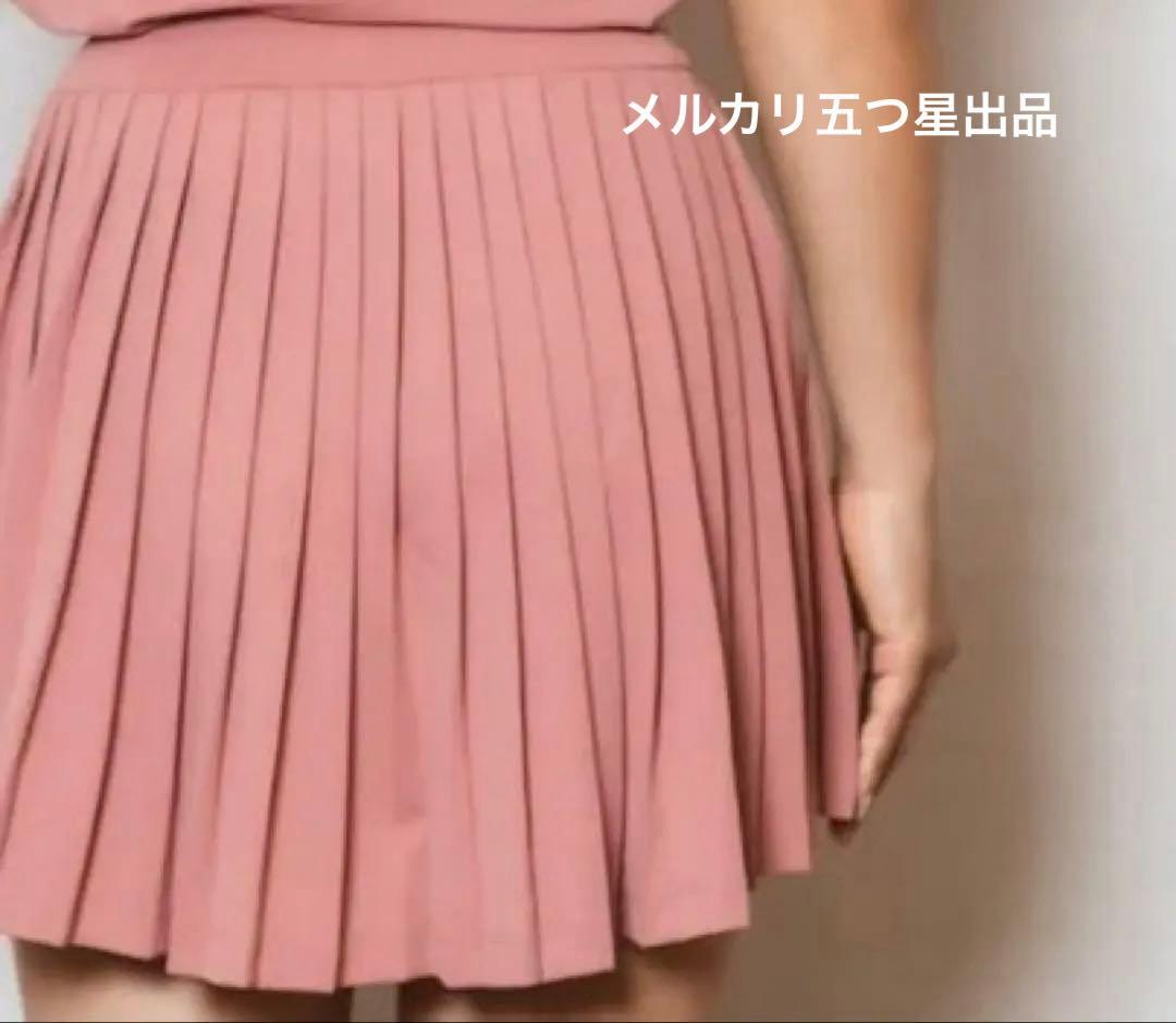 AdmiralコラボmuピンクLプリーツスカートテニスウェアスコートレディース