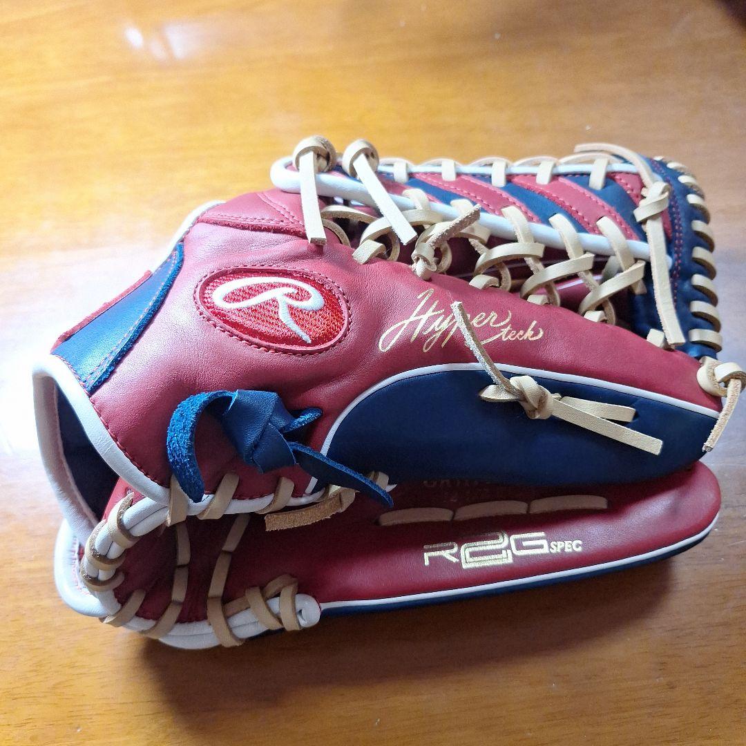 Rawlings R2G 軟式グローブ 赤/紺　外野用 ケース付き
