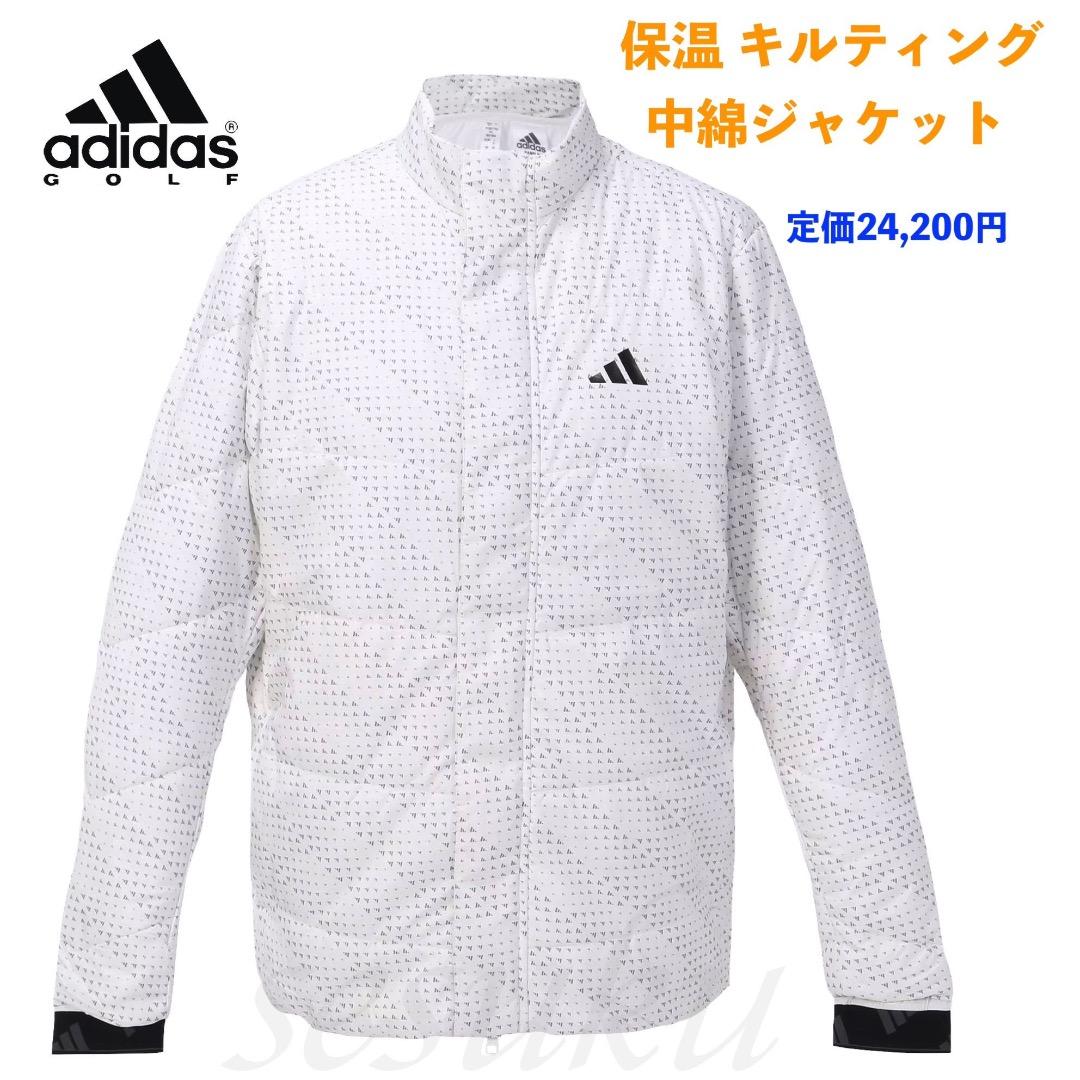 【L】秋冬 定価24,200円 アディダス ゴルフ 中綿 キルトジャケット 白
