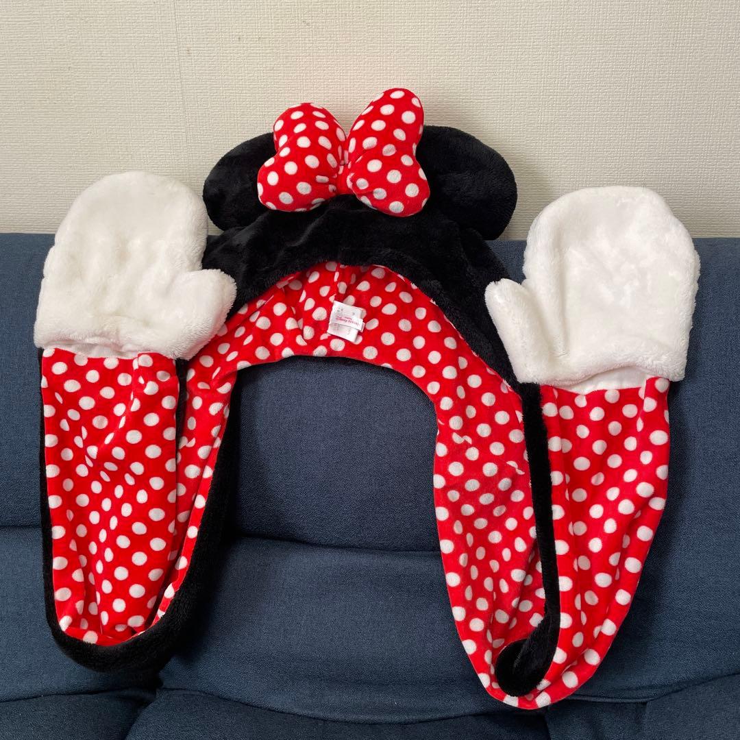 ディズニー　ミニーファンキャップマフラー