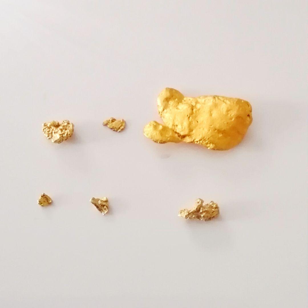 【北海道産】特大含む、天然砂金６粒セット☆自由研究素材やコレクション、蓄財に♪