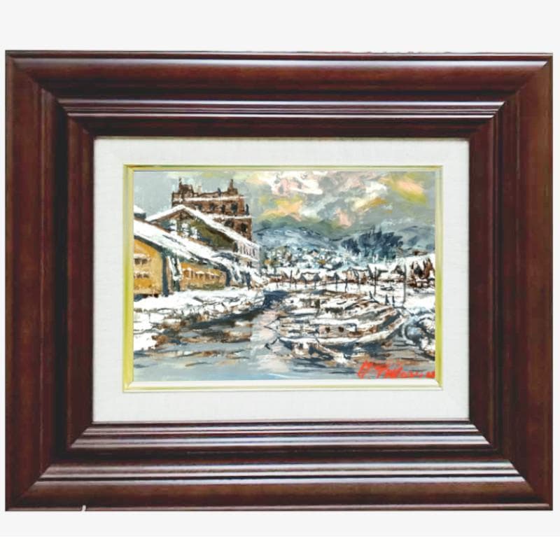 ☆高橋益之☆「冬の小樽運河」油絵　SMサイズ　新品！