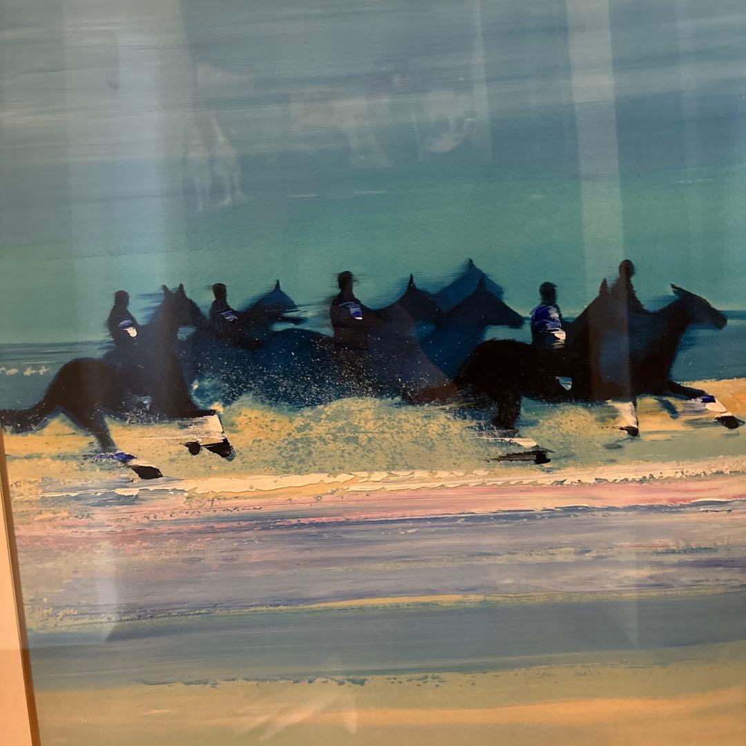油彩画 馬の群れ