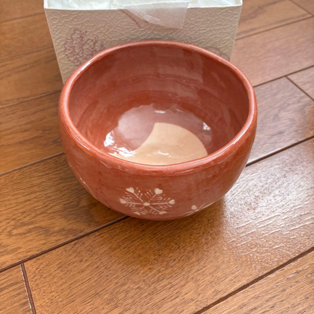 茶色の雪の結晶茶碗　桂窯　大野桂山