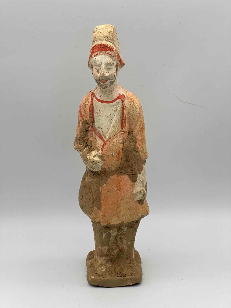唐時代　加彩胡人　陶俑彩絵　陶俑極上品　【旧家旧蔵】唐物(A-36)