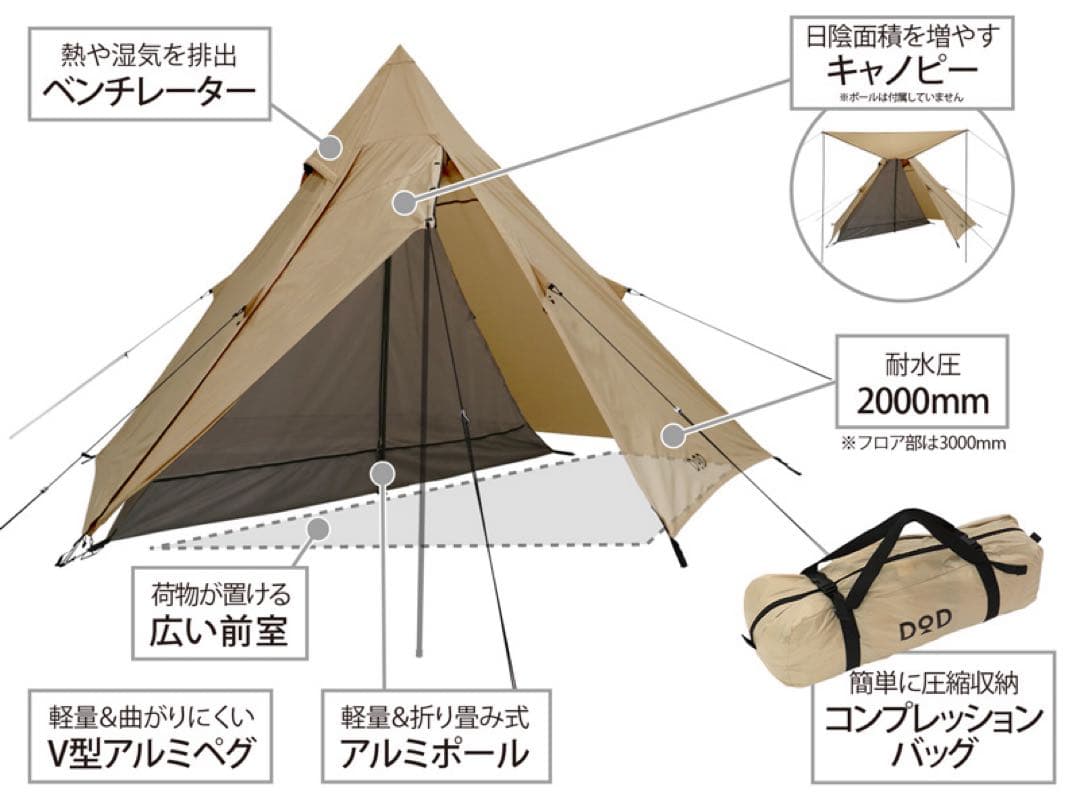DOD ライダーズワンボールテント　2ルーム1人用➕グラウンドシート
