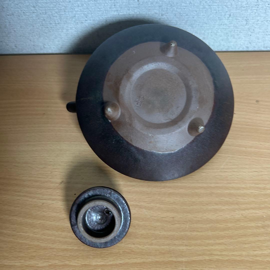 自宅保管品　黒薩摩の銚子　急須　 銘　柿