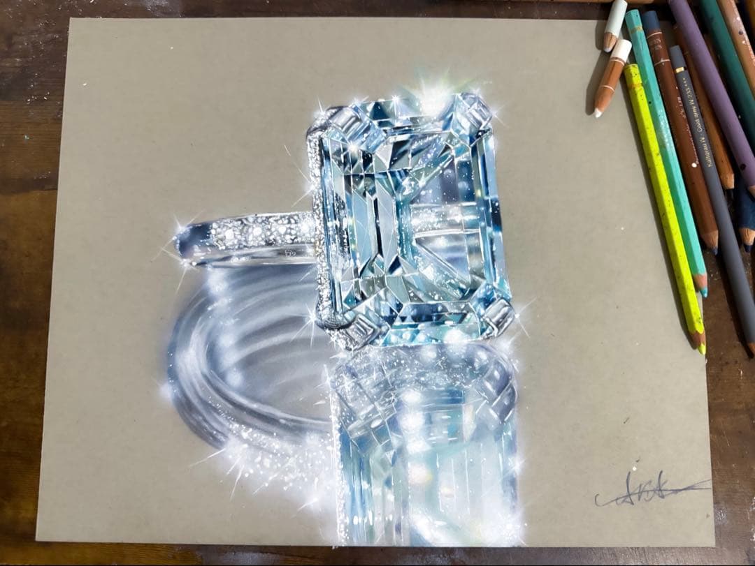色鉛筆画 指輪(原画)