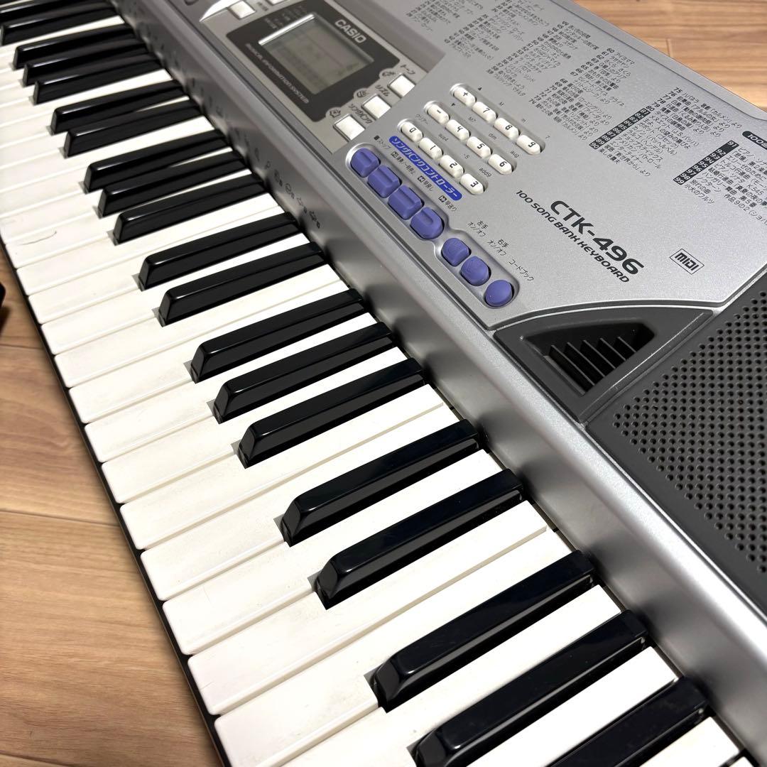 良品【CASIO CTK-496】電子キーボード　電子ピアノ　61鍵　動作確認済