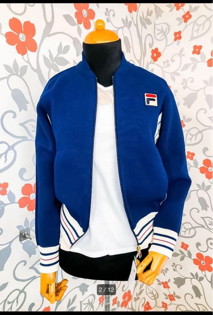 【新品】FILA テニス ジャケット ニット レディース ネイビー フィラ L