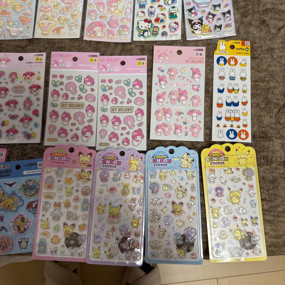 シール　サンリオ　ポケモン　セット　ぷくぷく　ボンボンシール