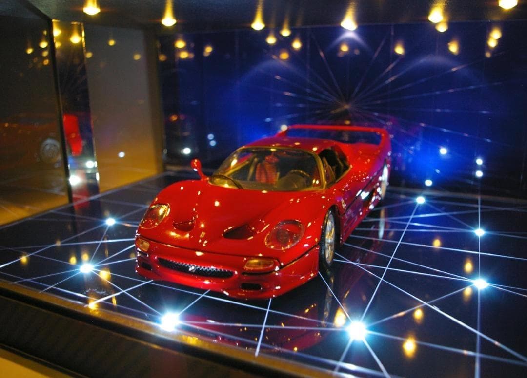 かおりこオーダー品・コバルトブルー幾何学・ディスプレーBOX/ネオジオラマ