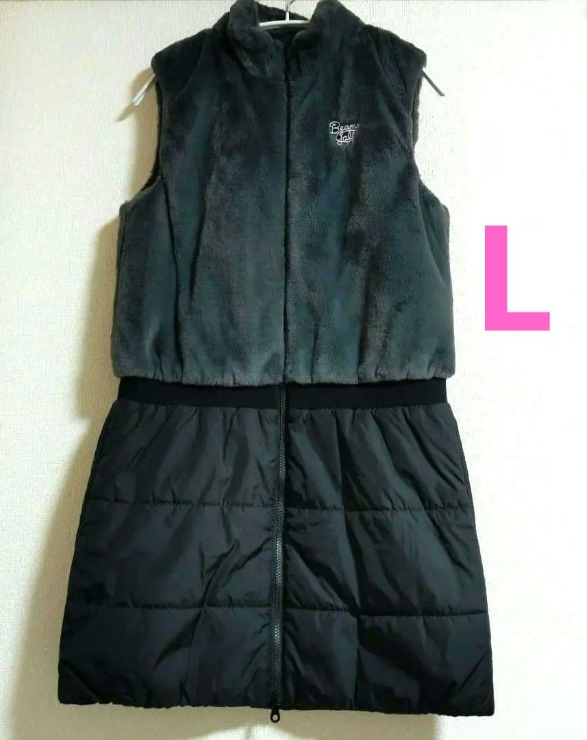 再再再値下げビームスゴルフ　中綿ワンピースL　グレー×黒