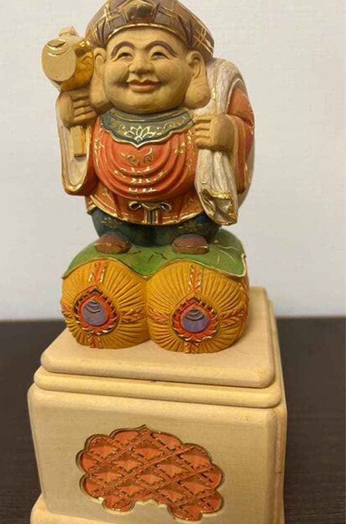 大黒天　新品　美品　仏像　木彫　商売繁盛　柘植　開運