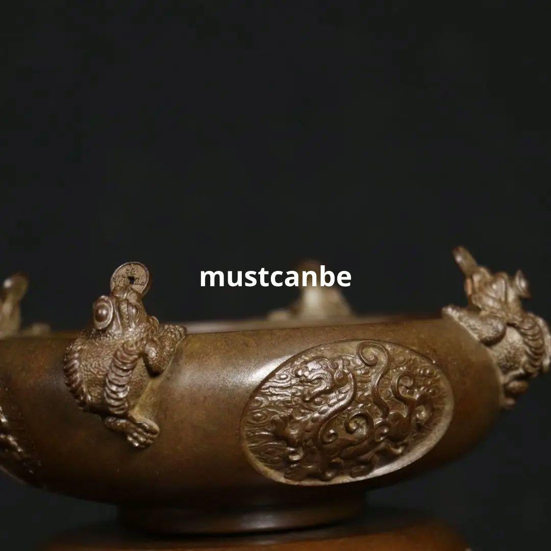 銅器 香炉 四神獣四方来財聚宝盆香炉 仏堂供養炉 装飾品 工芸品 置物