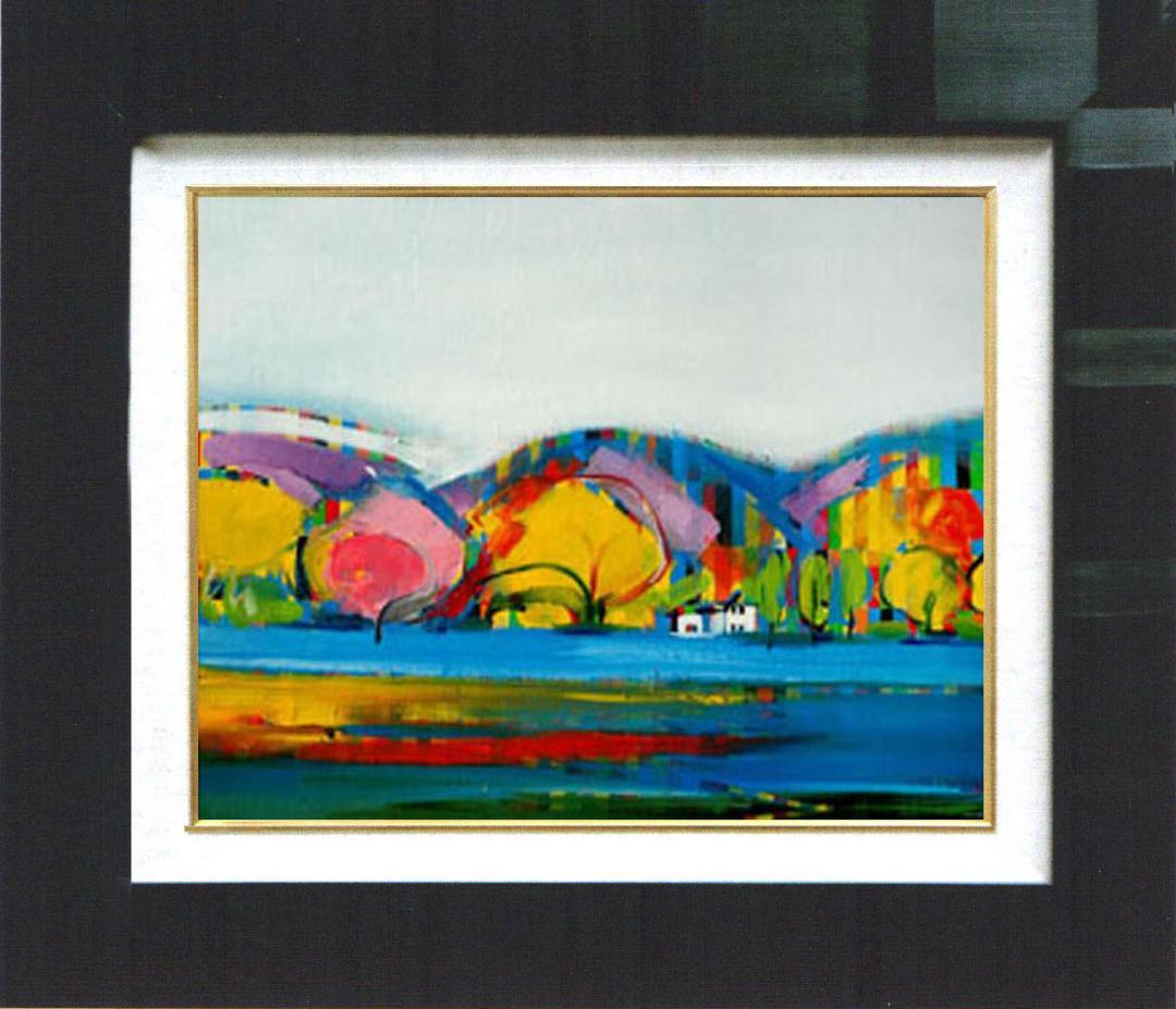 油絵 菅家令子 絵 絵画 インテリア uF6-081811 風景 秋の紅葉