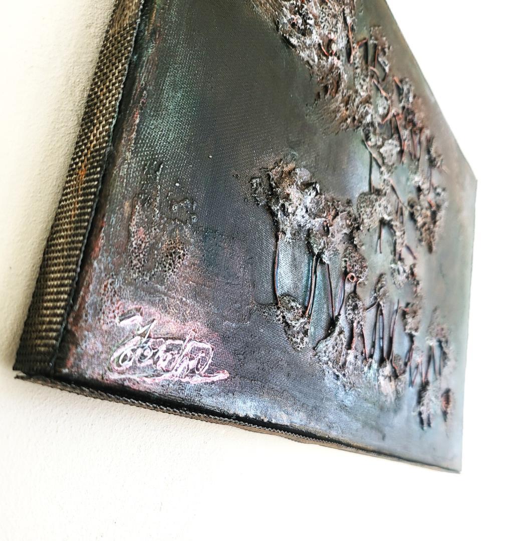見えない境界 - 抽象画 24×33㎝ キャンバス F4号 原画1点のみ モダン