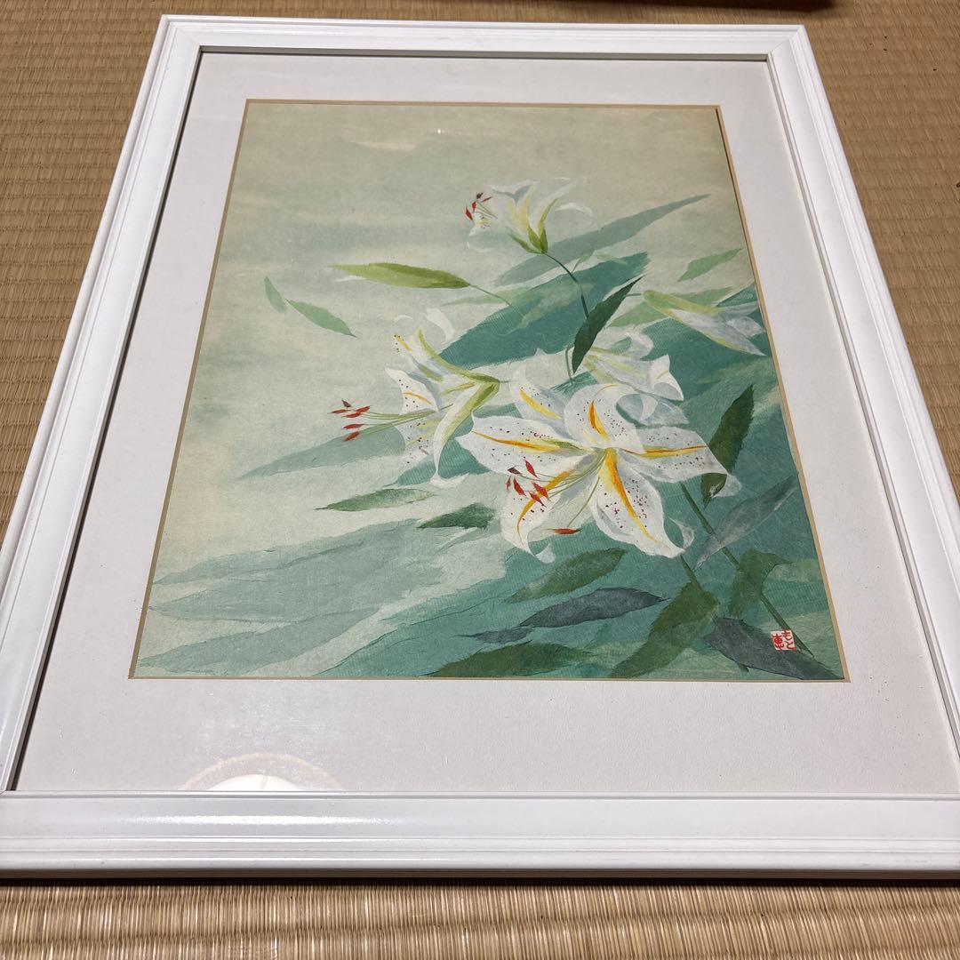 白いユリの貼り絵
