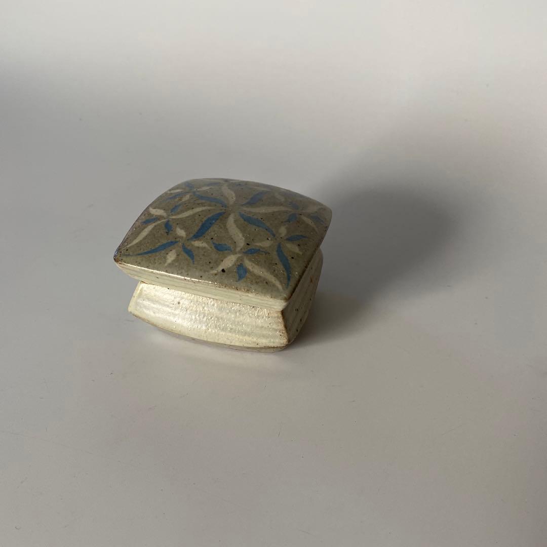 益子焼 島岡桂 縄文象嵌 角型 蓋物/香合（蓋付き小箱） 1対