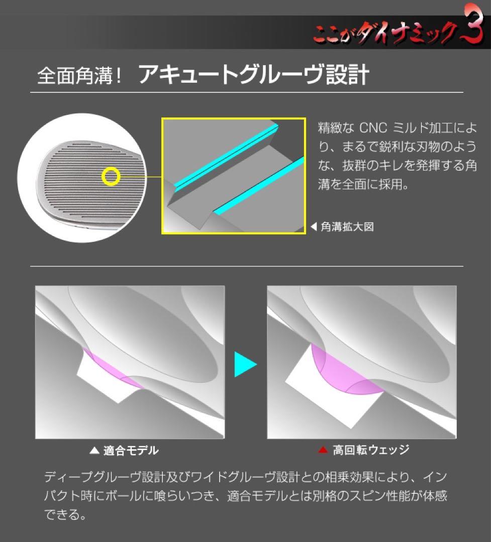 ★左 新登場★世界最多角溝で超絶バックスピン! ダイナミクス ハイスピンウェッジ