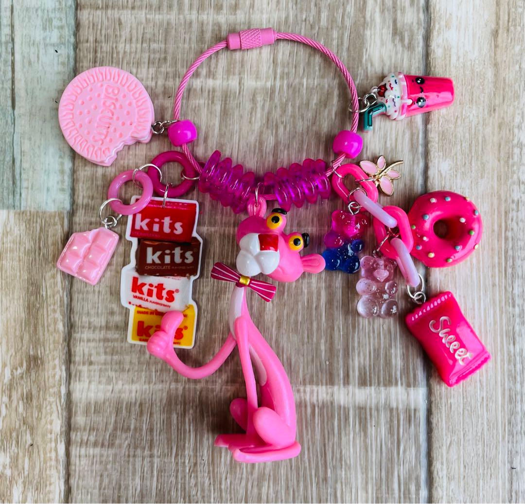 じゃらじゃらキーホルダー ストラップ キーチェーン メルヘンピンク 可愛い女の子