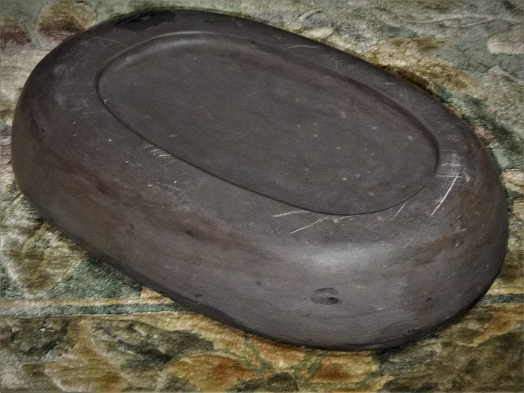 ♥中国　端渓　硯　双龍蝙蝠紋　大型　5.7ｋｇ　端渓硯　骨董品
