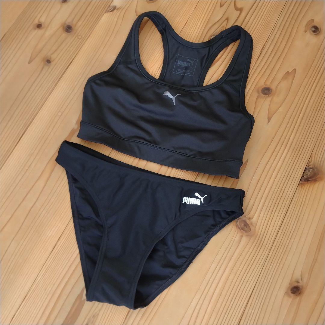 女子陸上ユニフォーム PUMA ブラック ブラトップ パンツのセット
