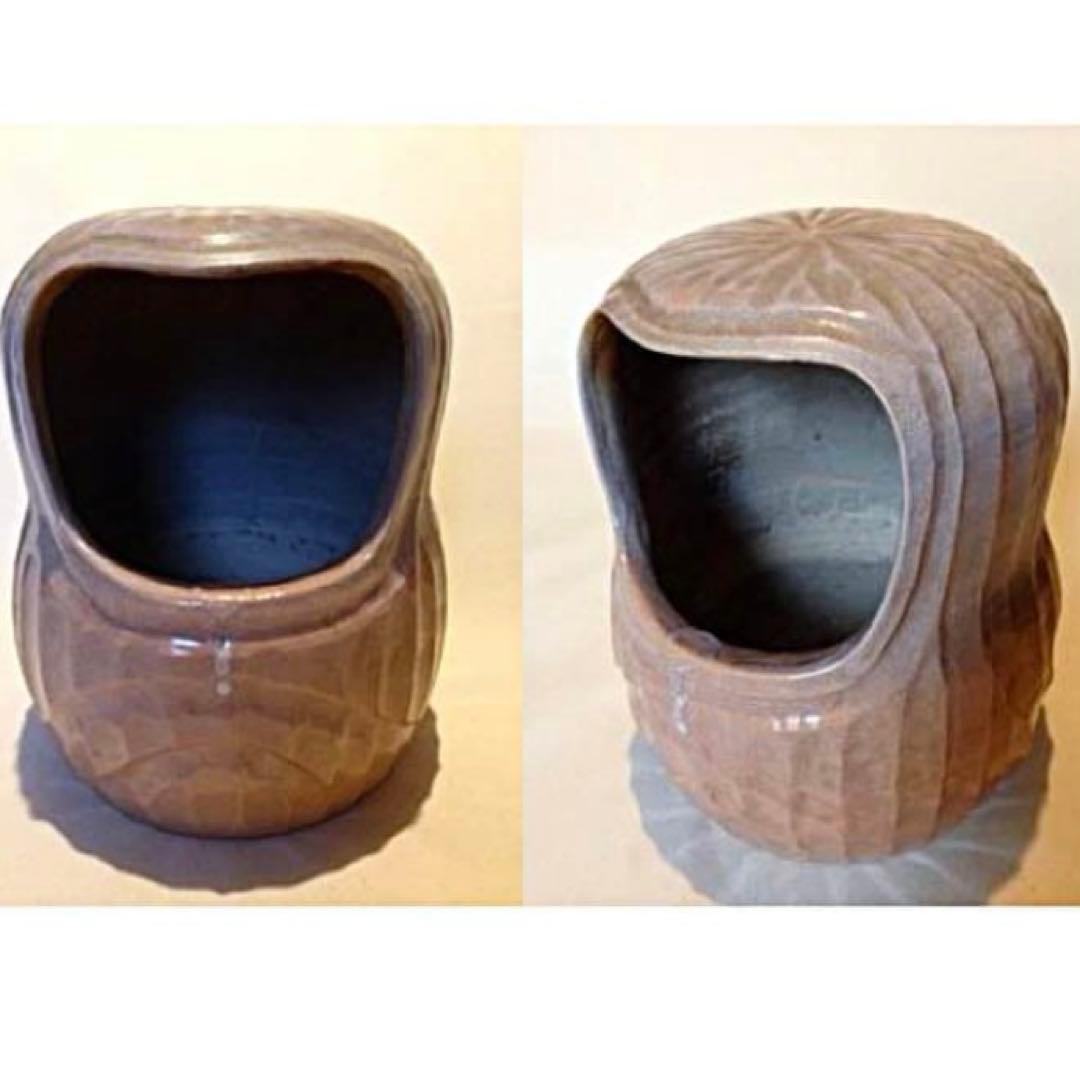希少！経年70年以上 萩焼 だるま火鉢 手火鉢 手炙り 手炉 陶器 茶道具 花器