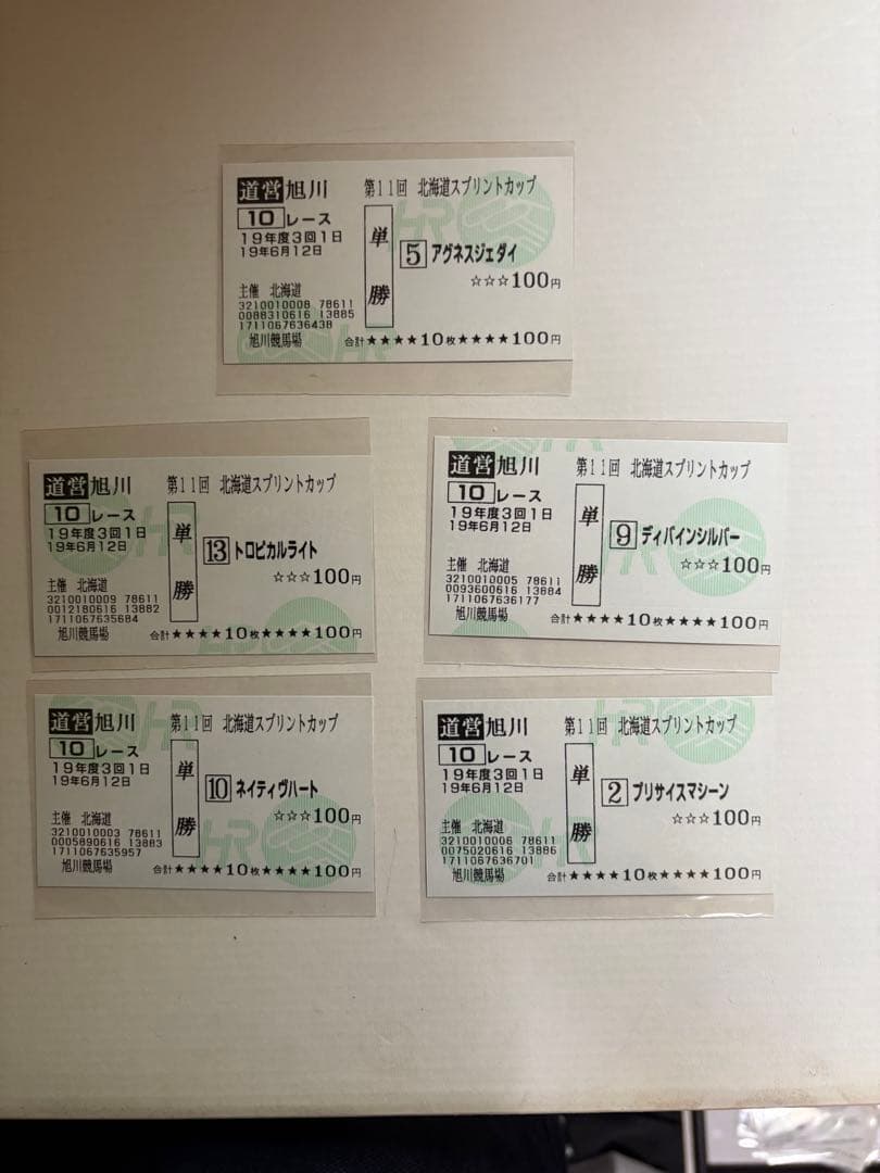 1997年〜2005年単勝馬券コレクション