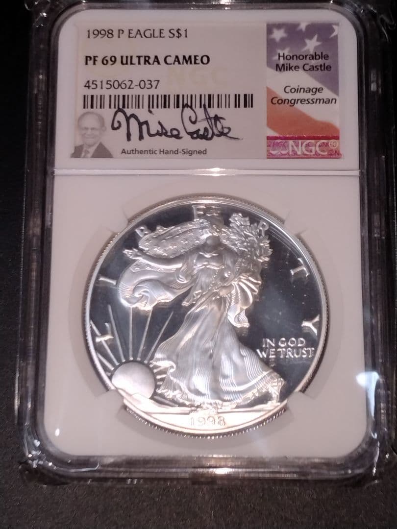 1998年イーグル銀貨 PF 69　プルーフ　NGC アメリカ　純銀