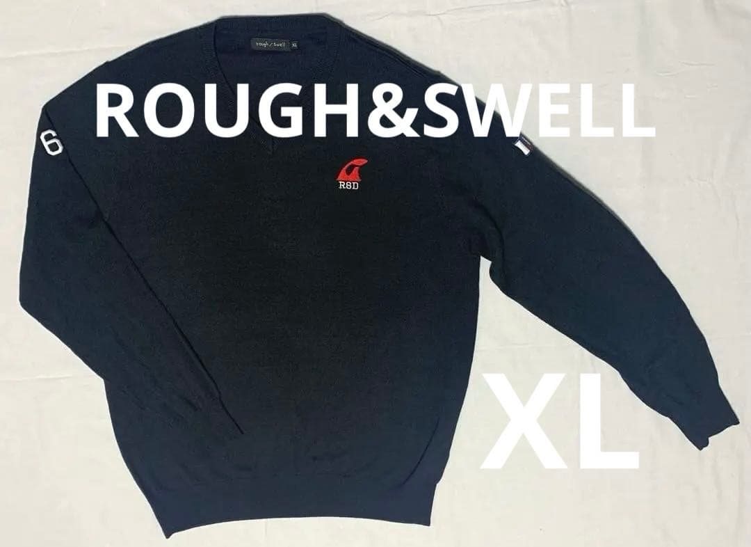 ROUGH&SWELL ブラック ニットセーター ウール ワッペン 刺繍