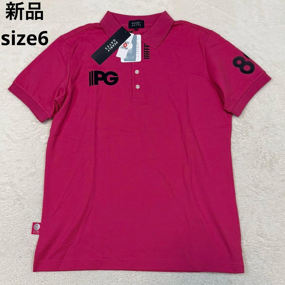 新品 size6 パーリーゲイツ ポロシャツ ロゴ ゴルフウェア 大きいサイズ