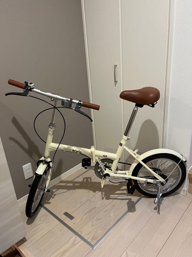 【発送可】アイボリー 折りたたみ自転車 クリーム　ブラウン
