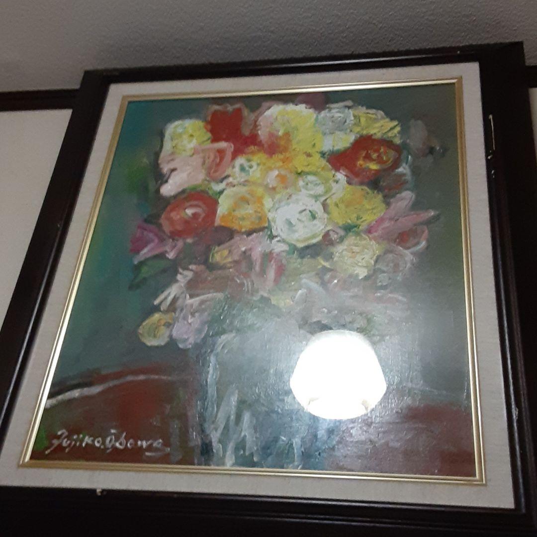 ❤大澤 扶二子 絵画(❁ᴗ͈ˬᴗ͈)薔薇油彩F８号