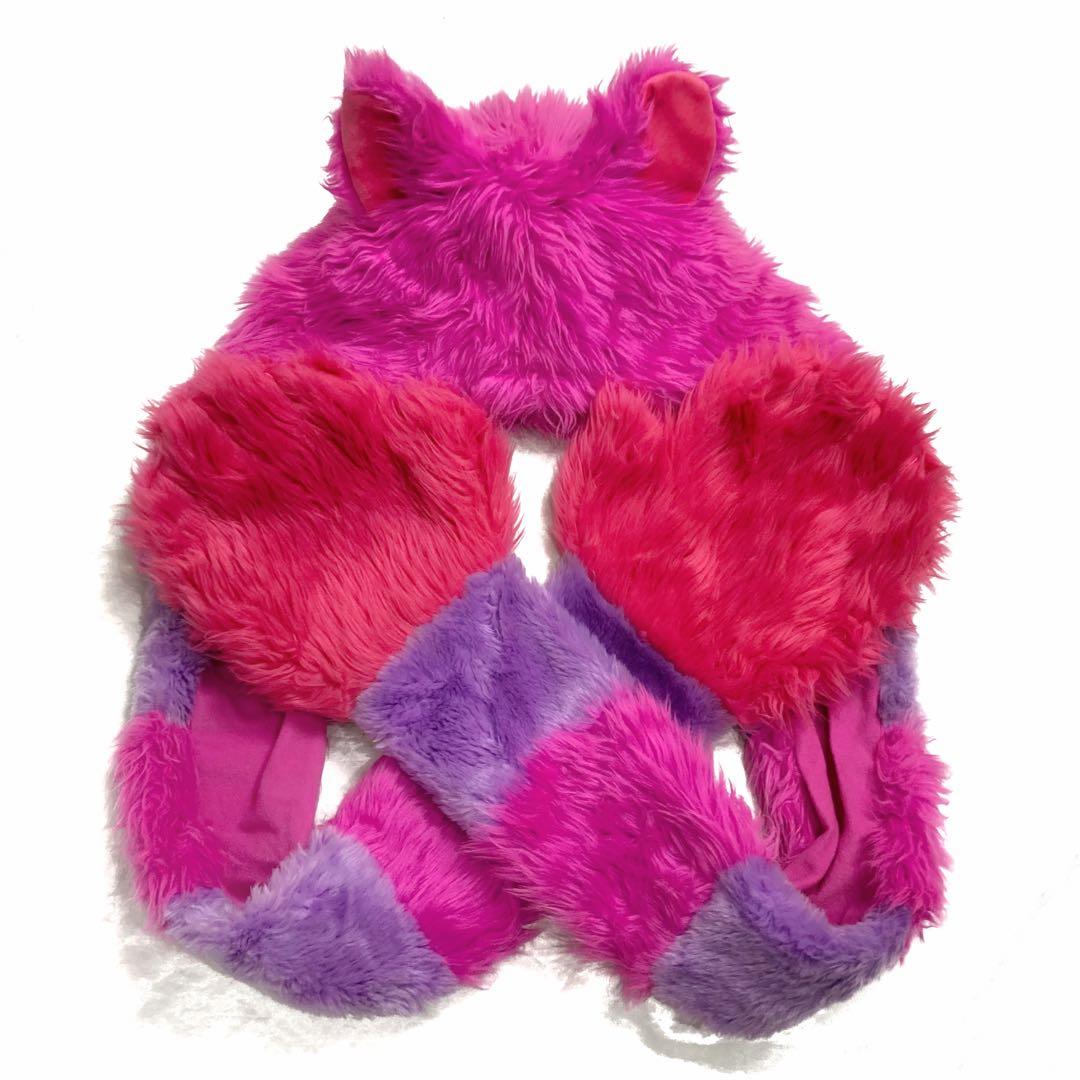 【週末限定価格】美品✨チェシャ猫マフラーキャップ ファンキャップ ディズニー