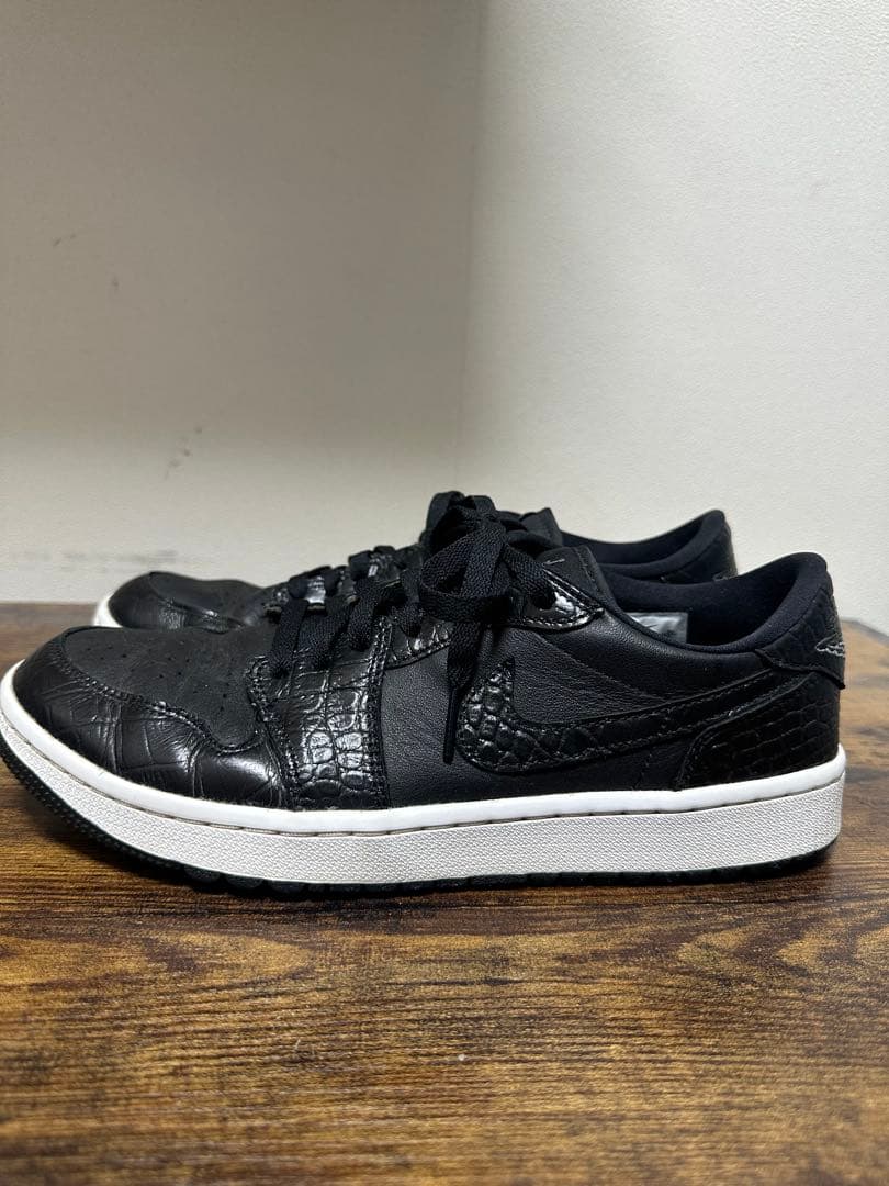 クサノNike エアジョーダン1 LOW ゴルフ オールブラッククロコ27