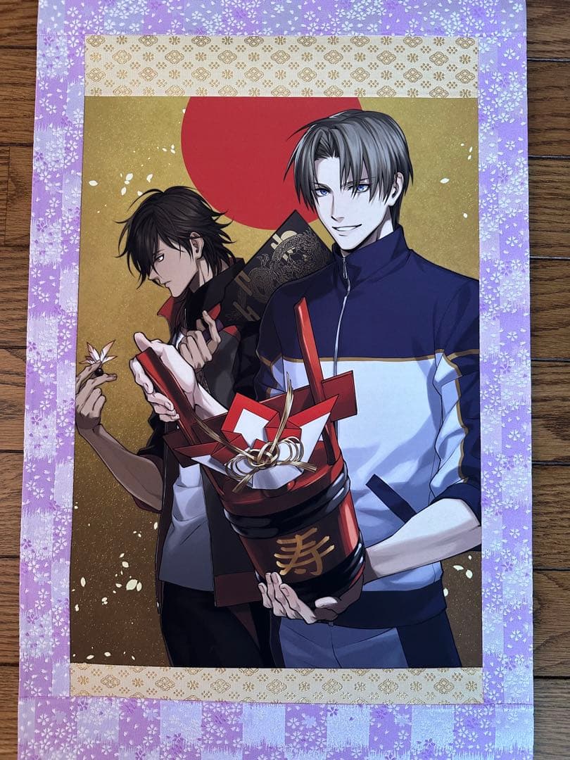 刀剣乱舞 掛軸 一周年記念祝画 掛け軸 へし切長谷部　大倶利伽羅　燭台切光忠