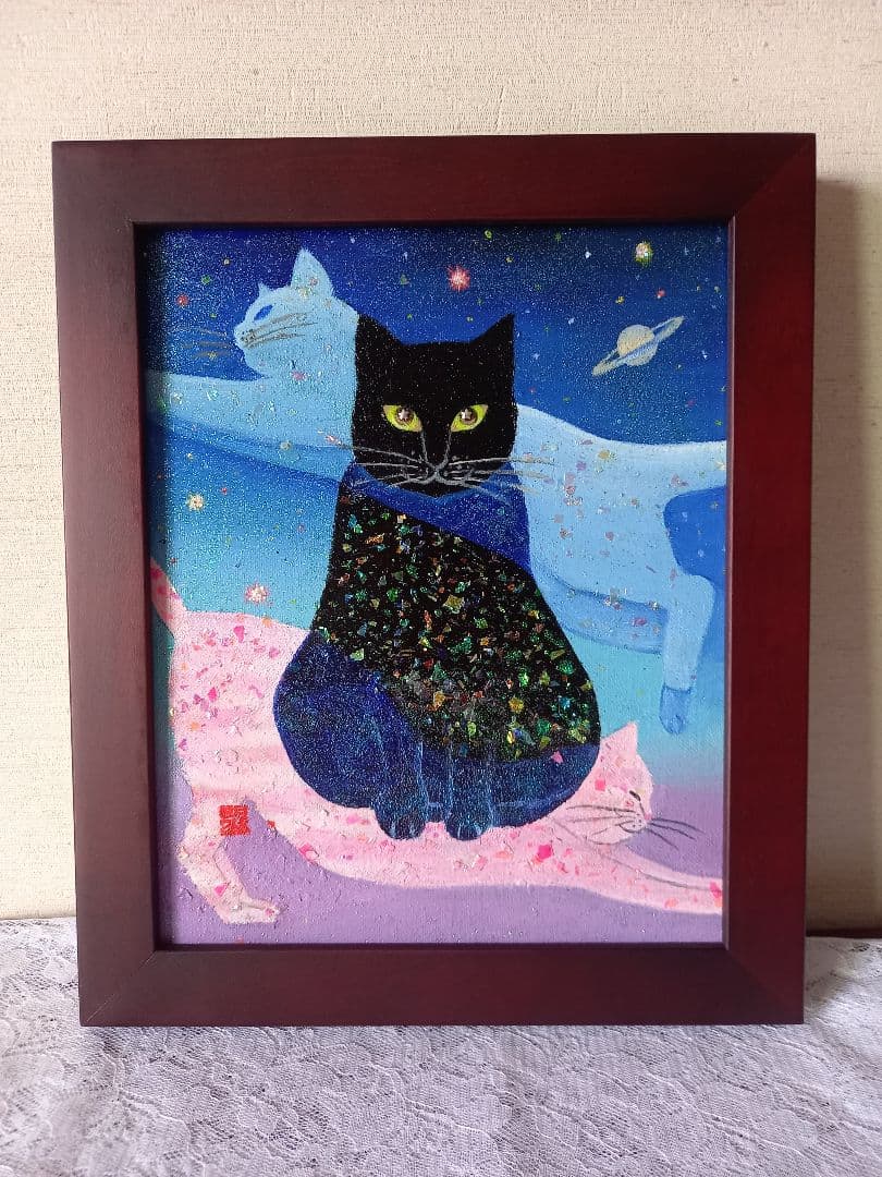 油絵油彩猫3号